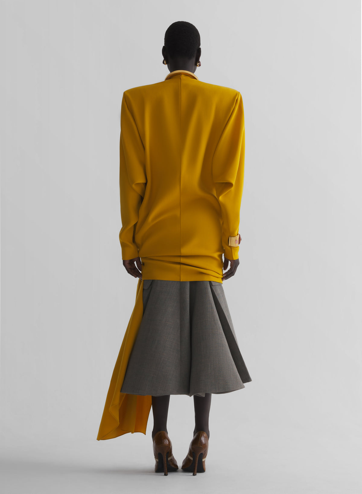 yellow cascade boxy dress