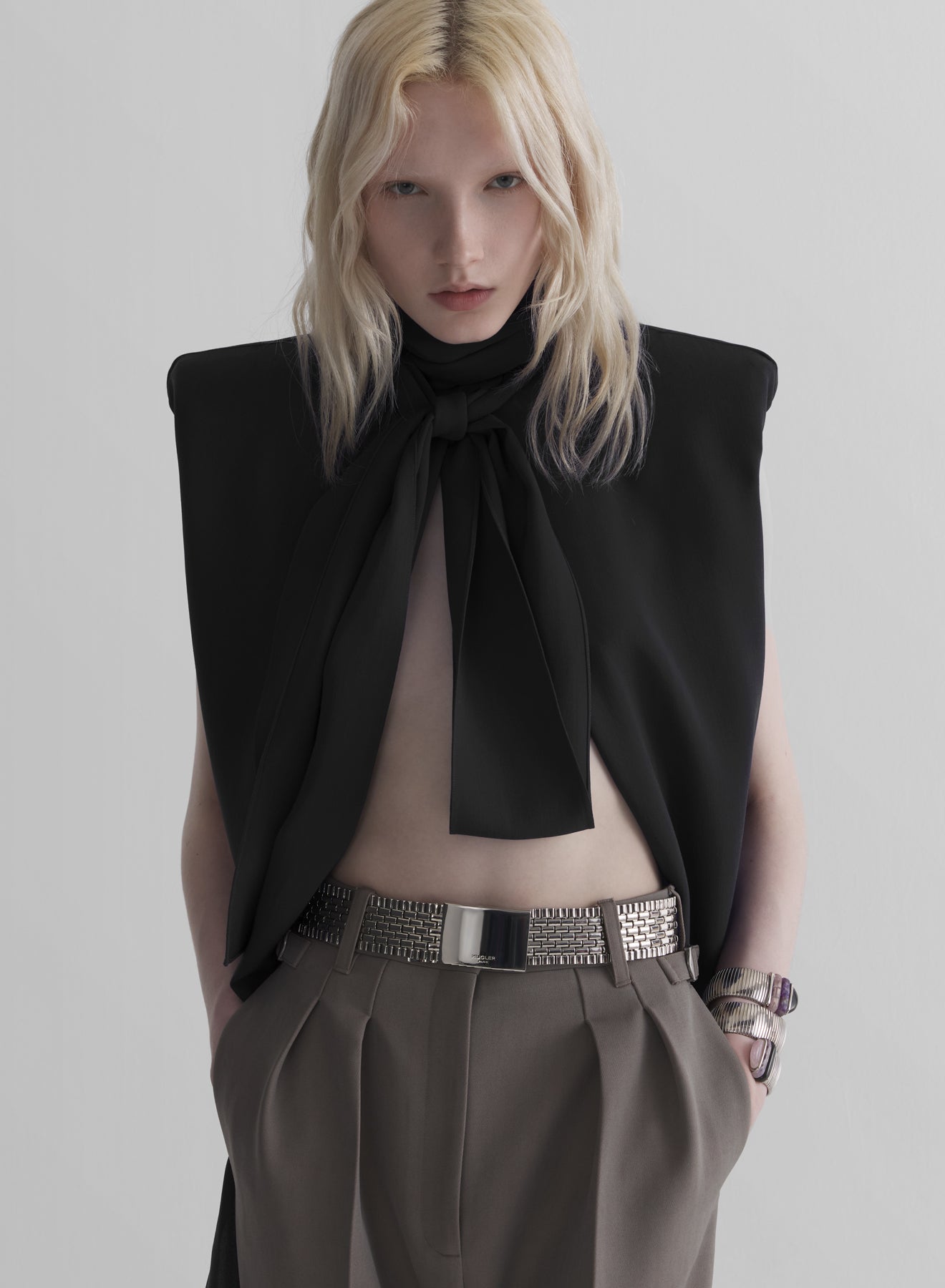 black draped top