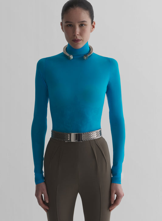blue long sleeve top