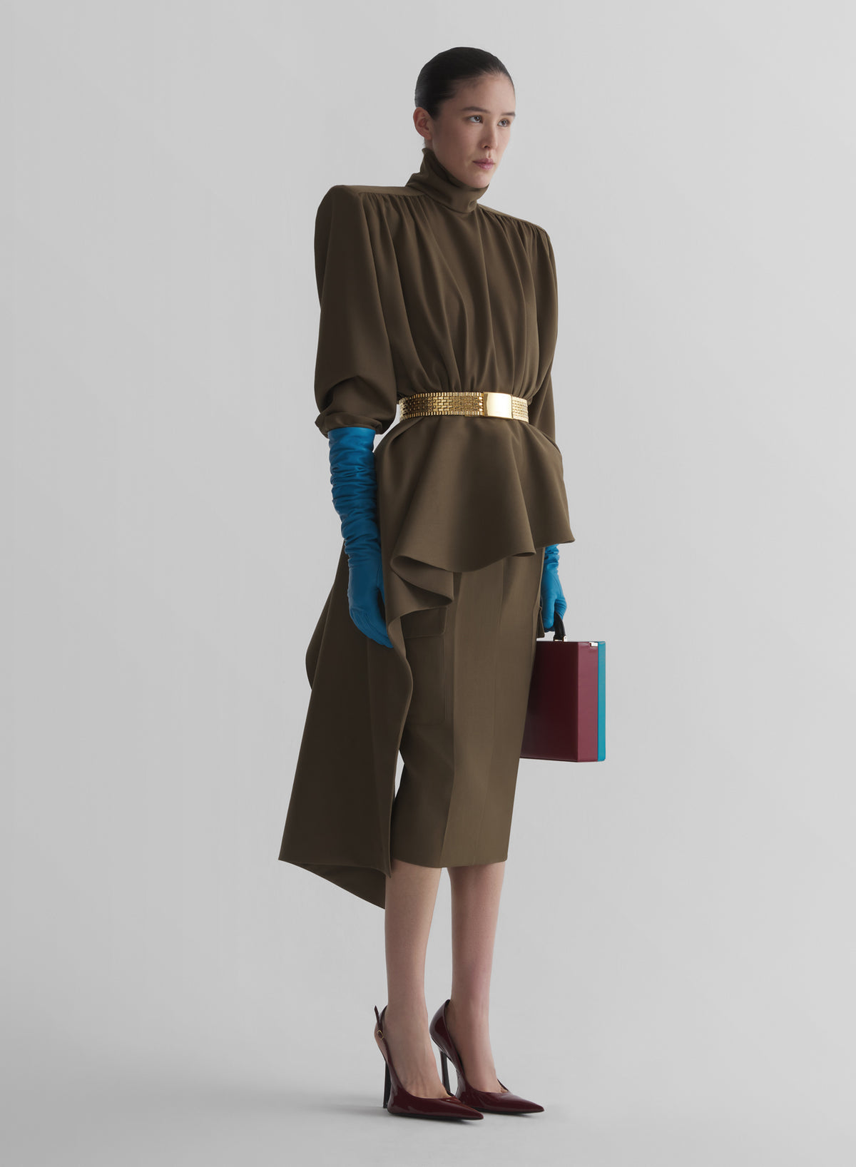 khaki peplum blouse