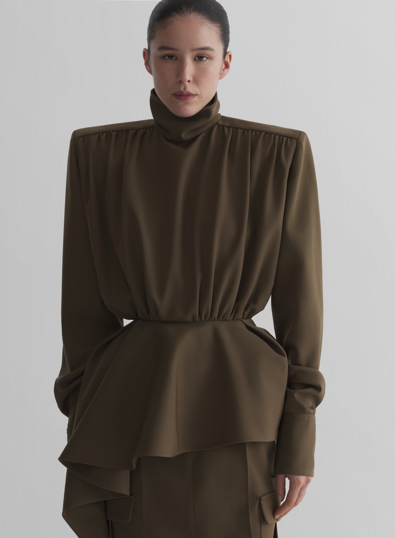 khaki peplum blouse