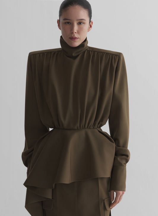khaki peplum blouse