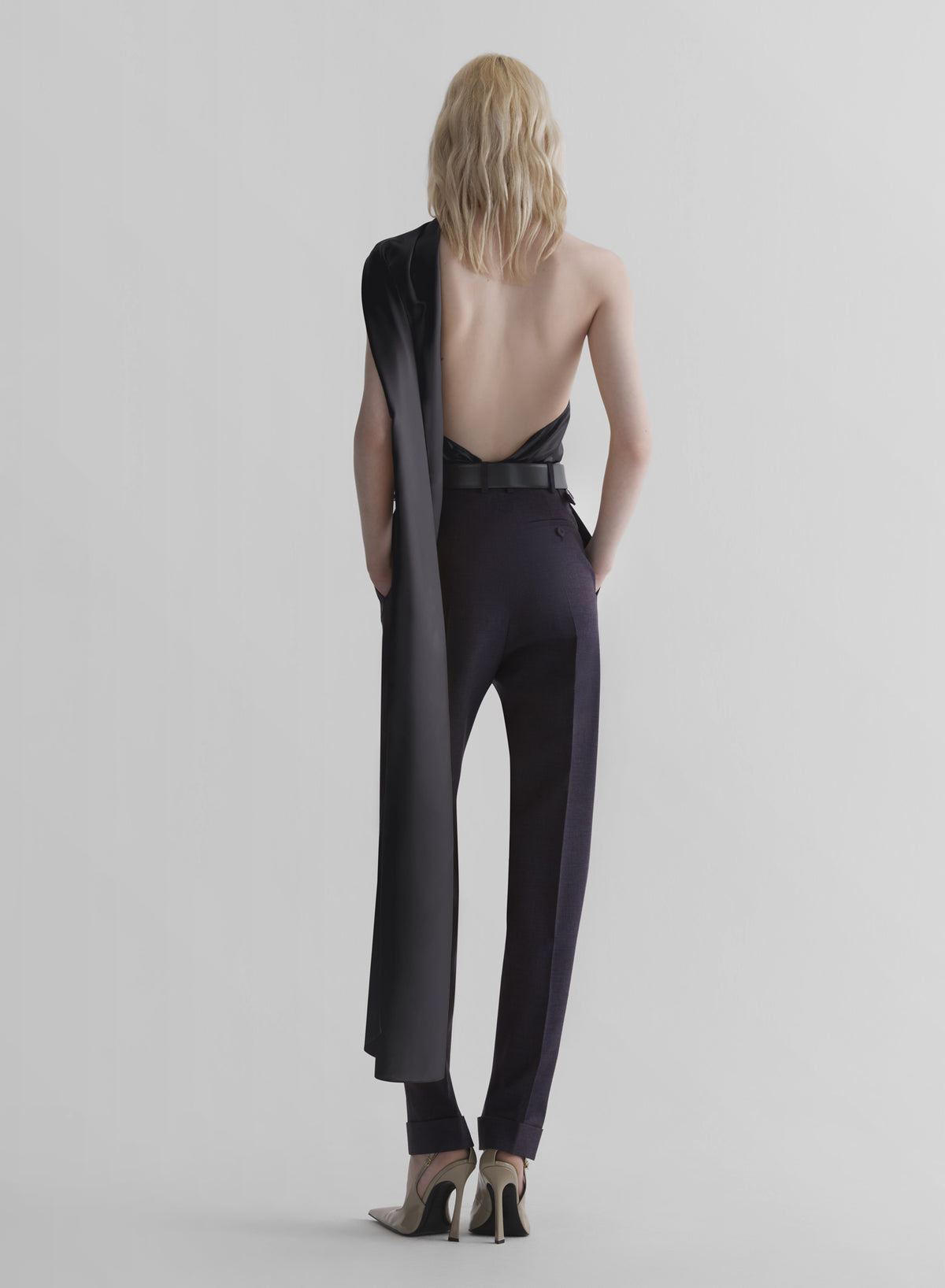 black backless scarf top