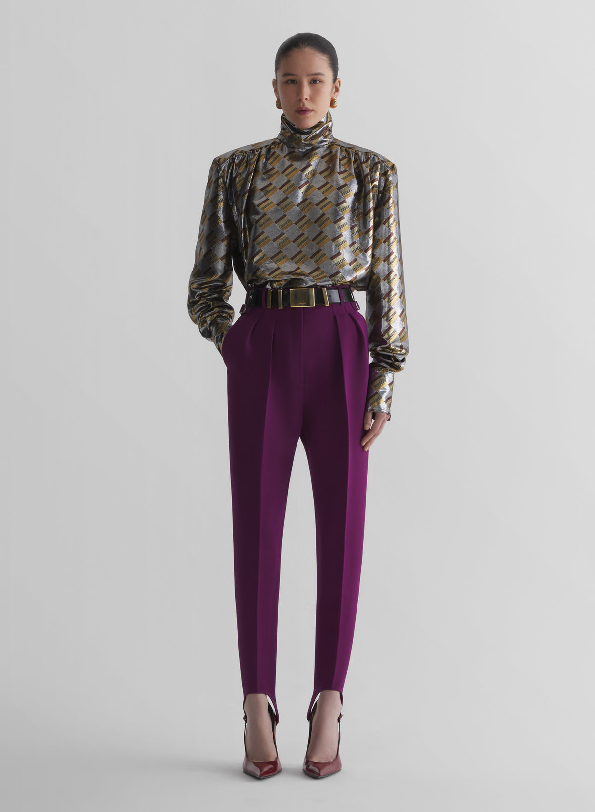 silver chess checked fluid blouse