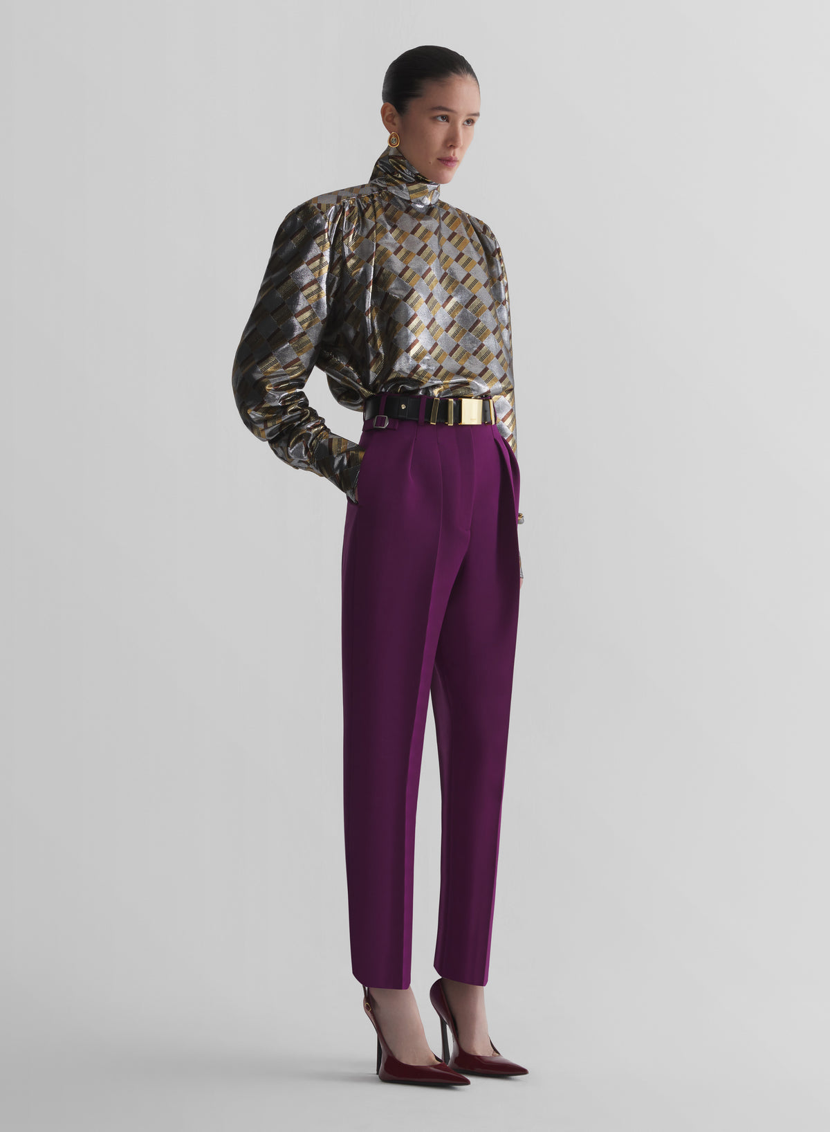 silver chess checked fluid blouse