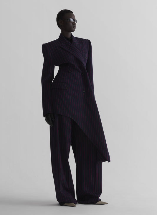 pinstripe draped jacket