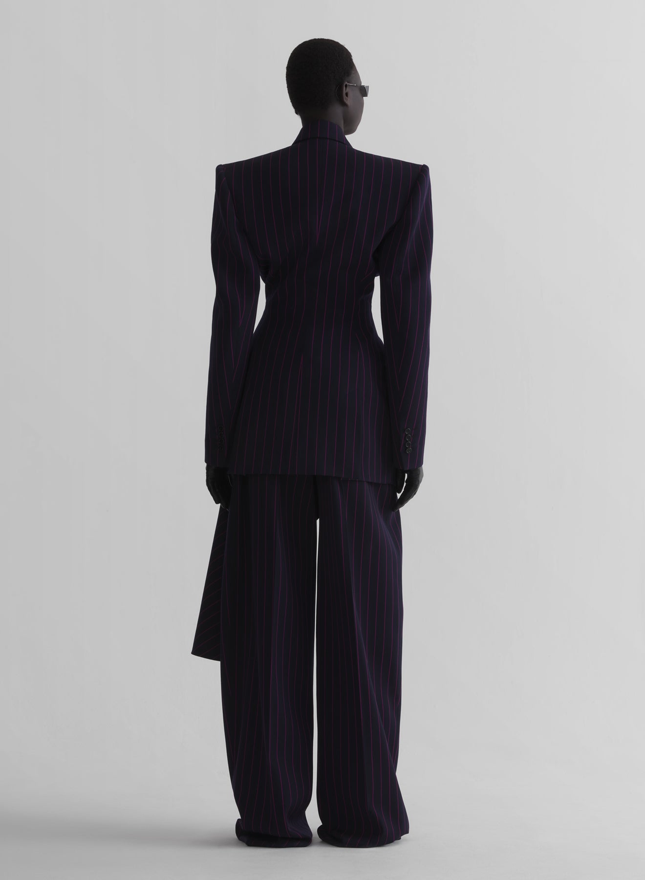 pinstripe draped jacket