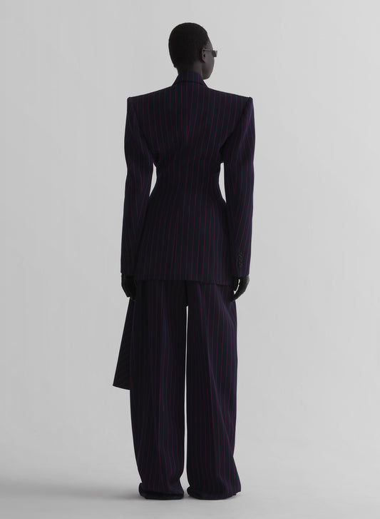 pinstripe draped jacket