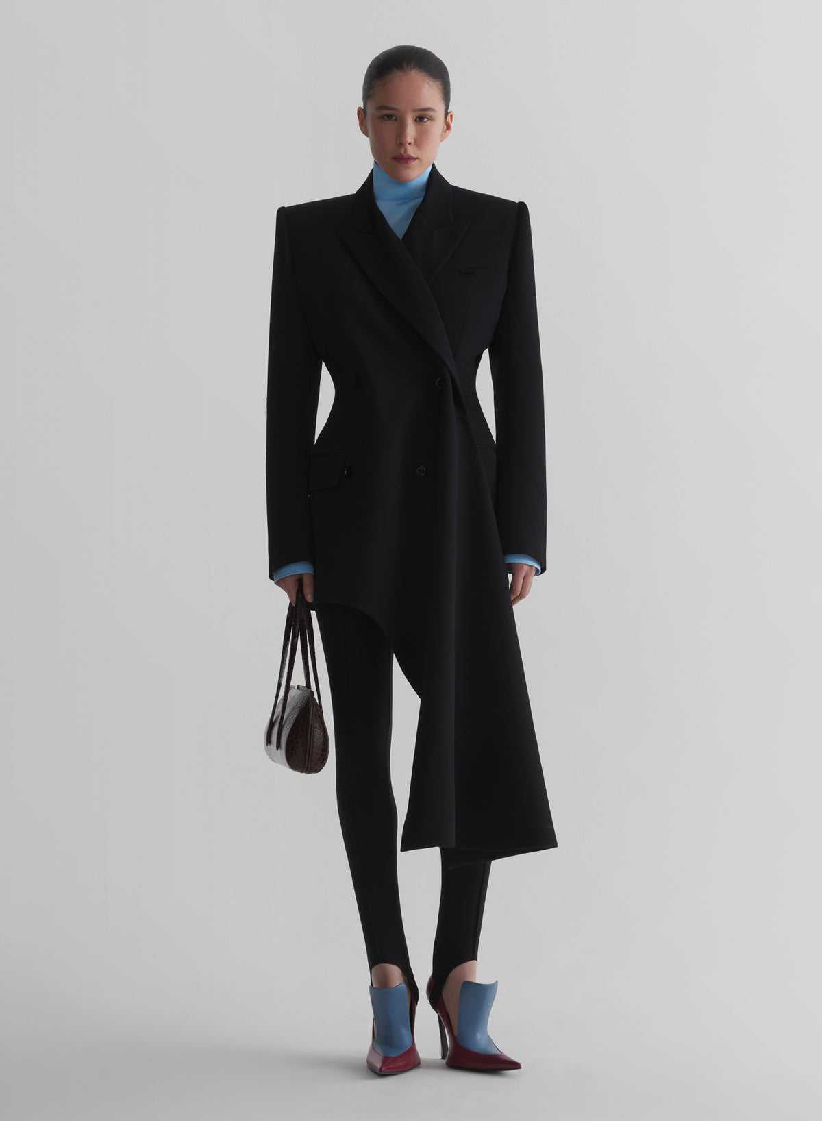 black draped jacket