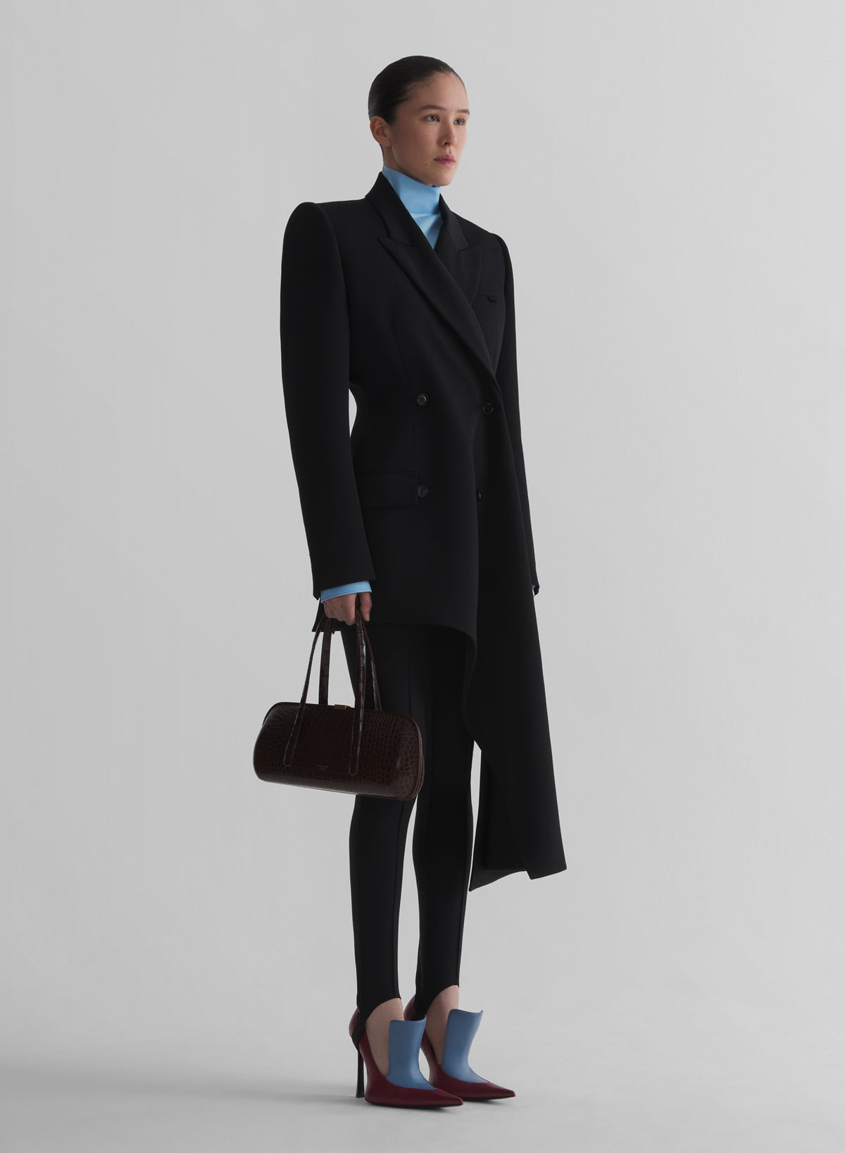 black draped jacket
