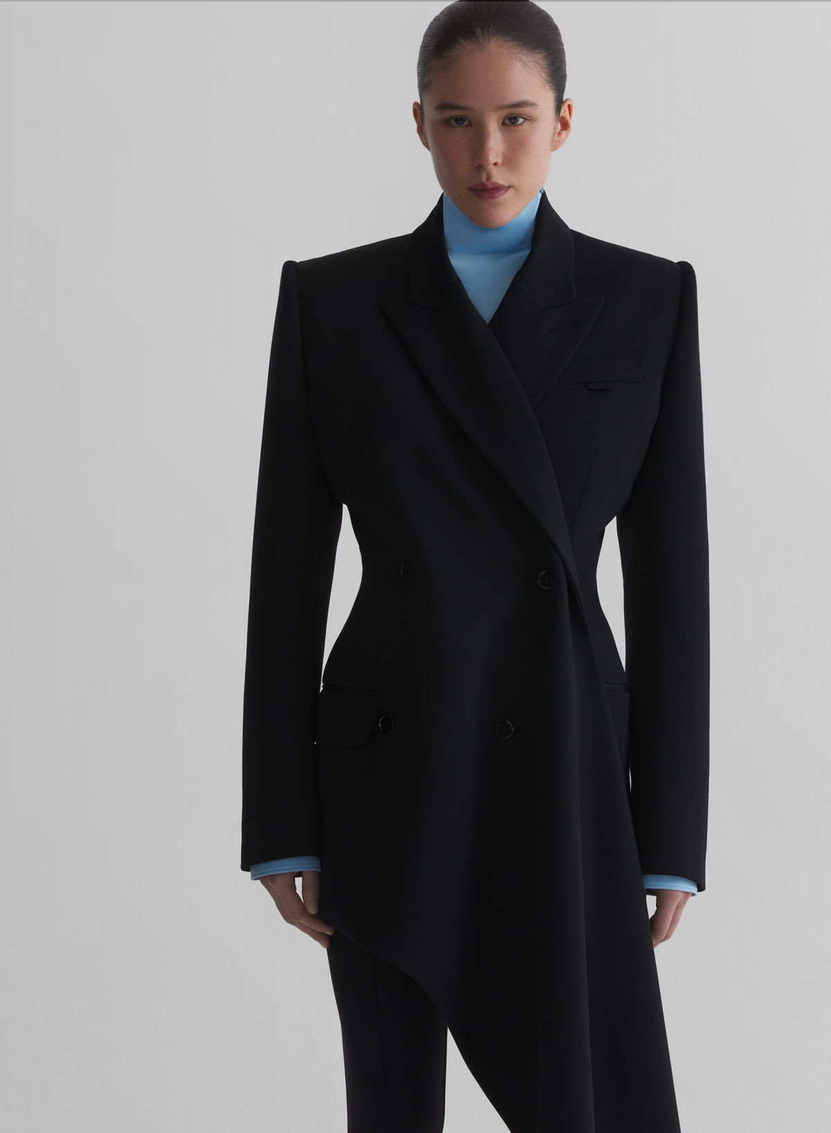 black draped jacket