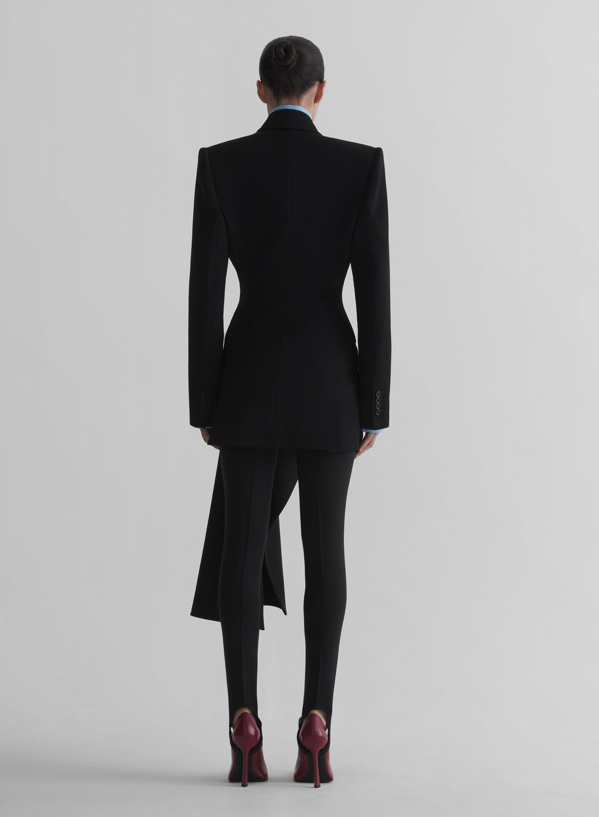 black draped jacket