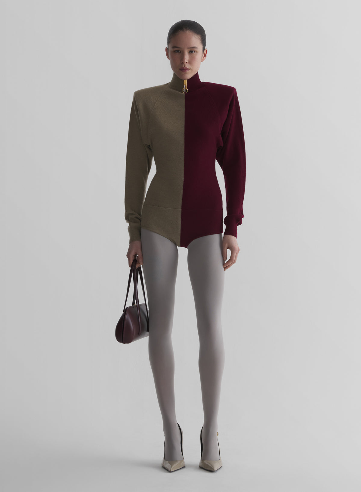 bi-color cashmere bodysuit