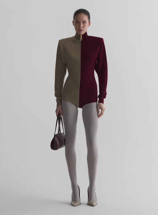 bi-color cashmere bodysuit