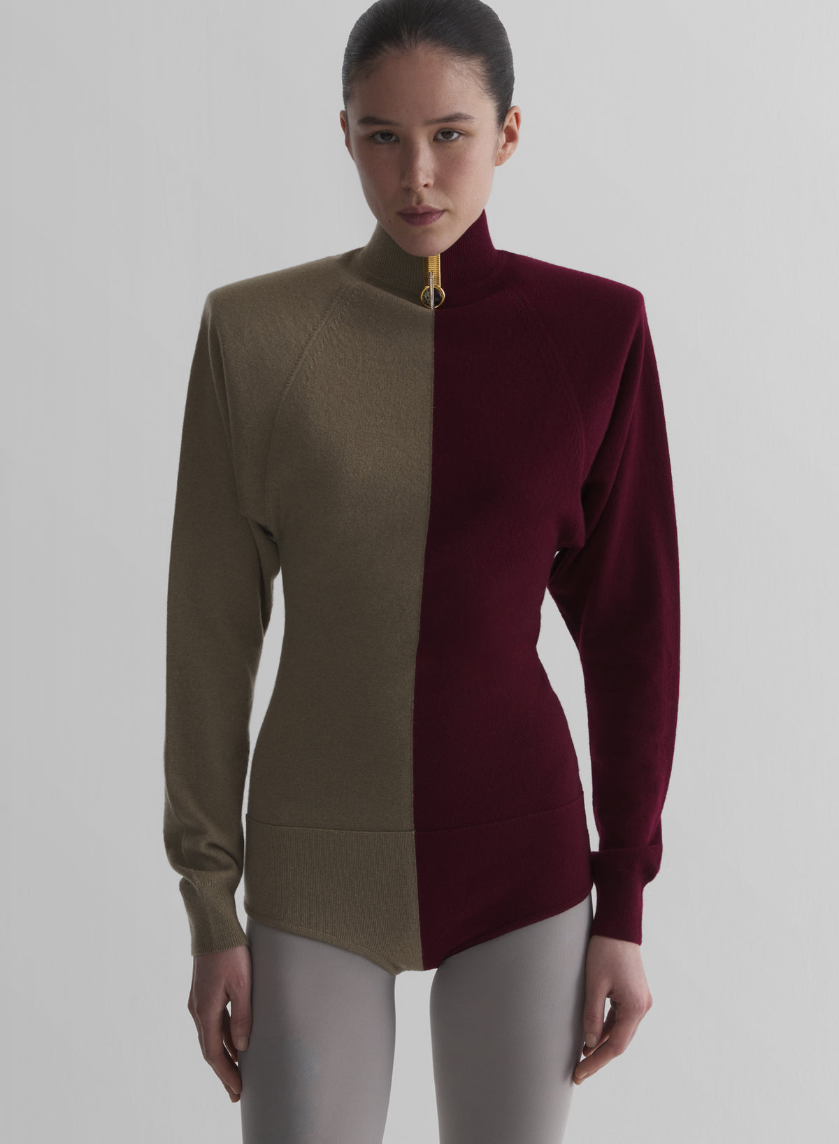bi-color cashmere bodysuit