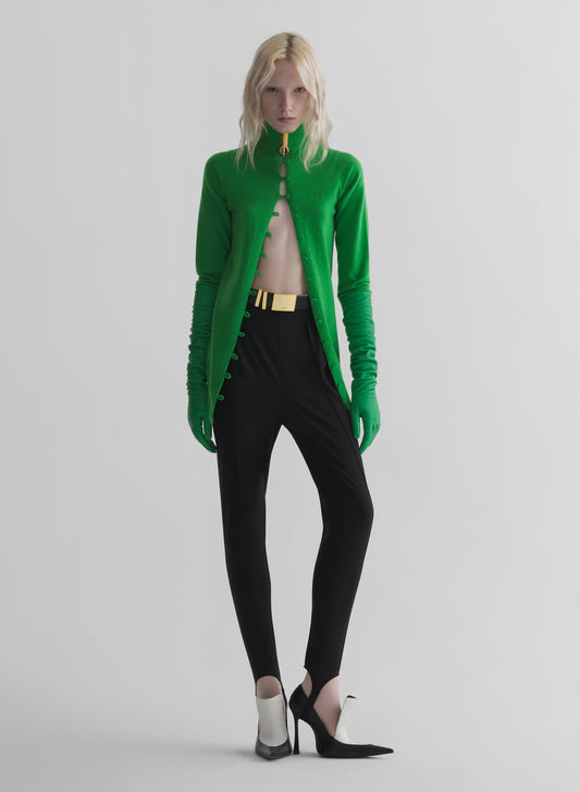 green cashmere open cardigan