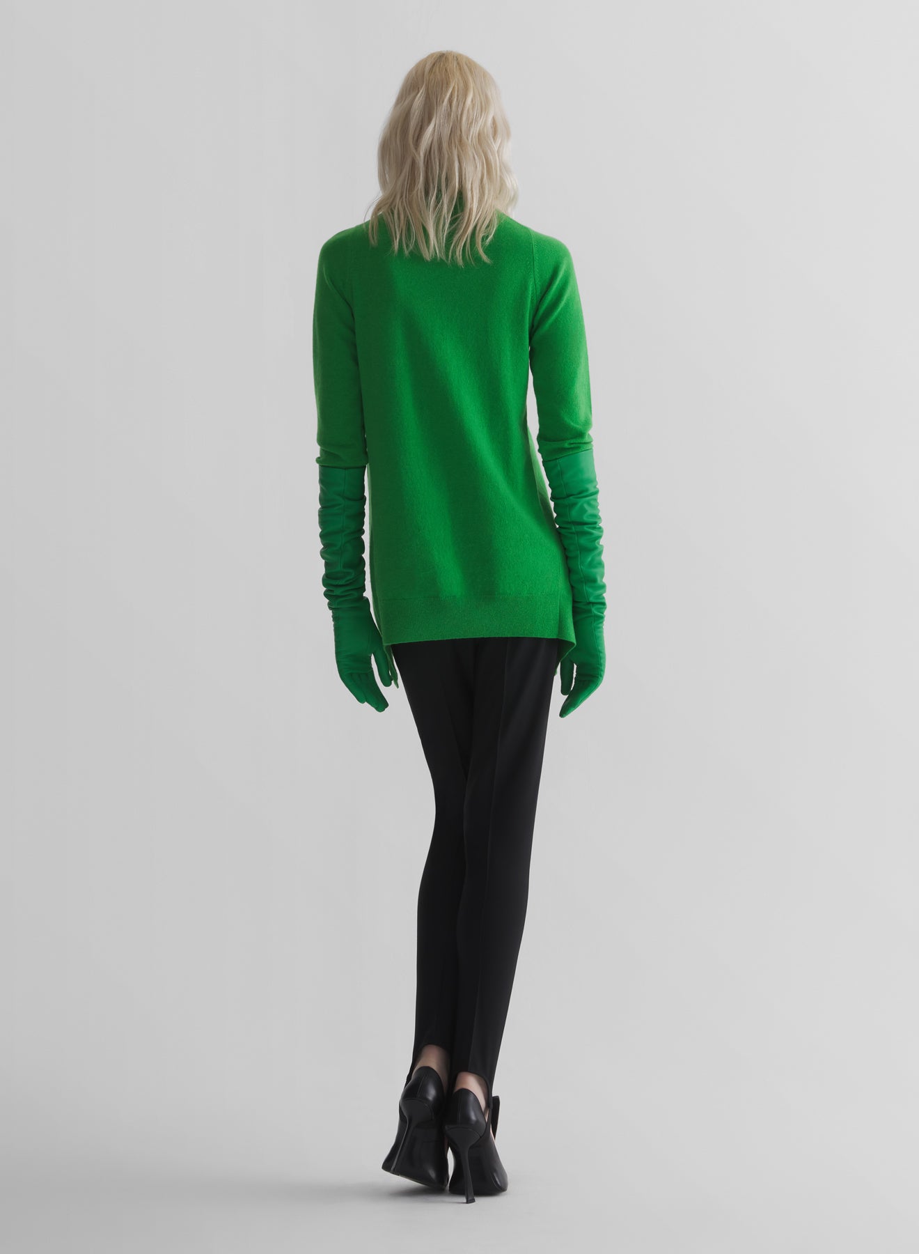 green cashmere open cardigan