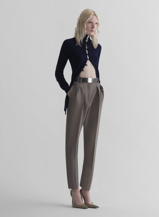 navy cashmere open cardigan