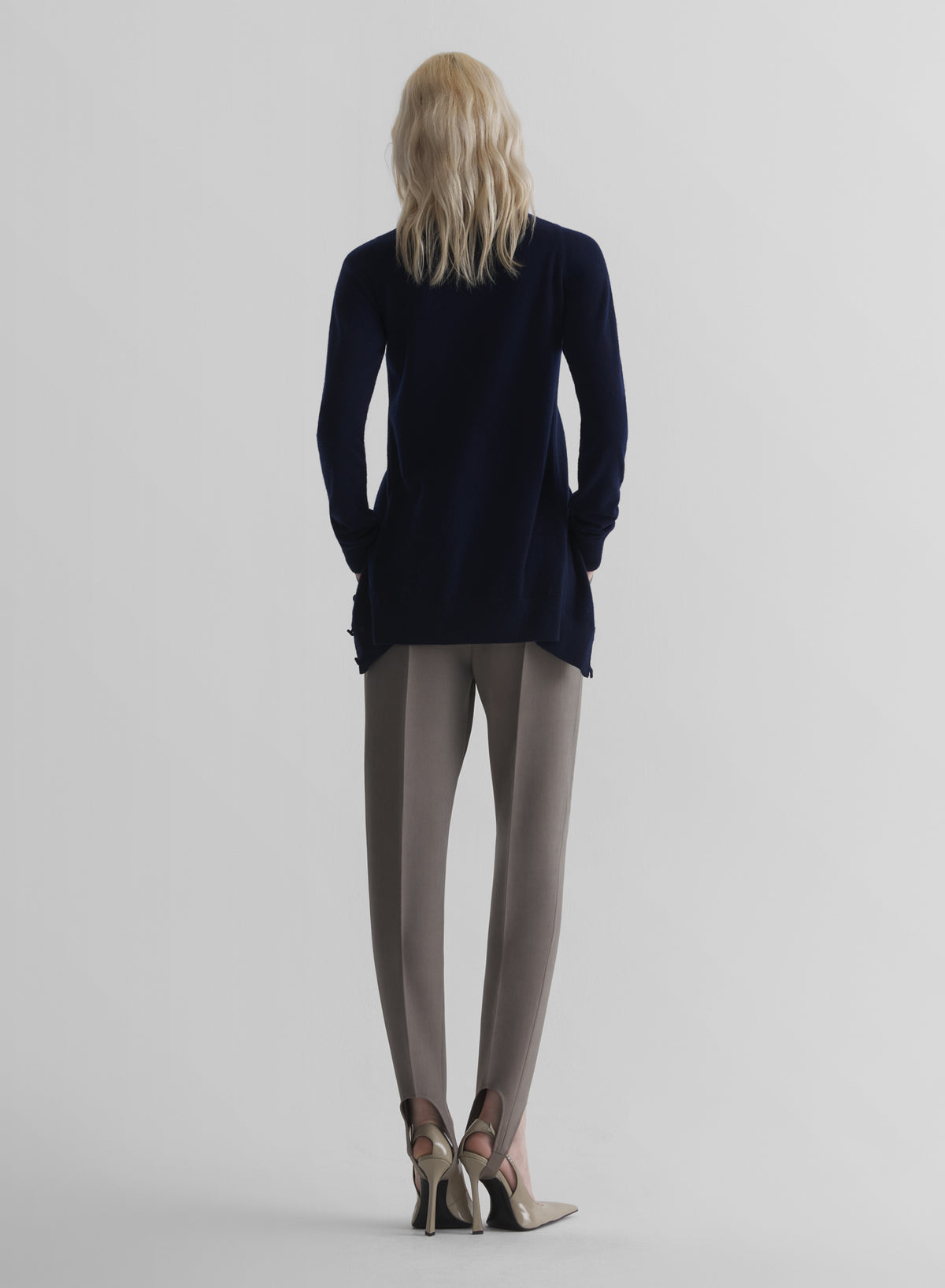 navy cashmere open cardigan