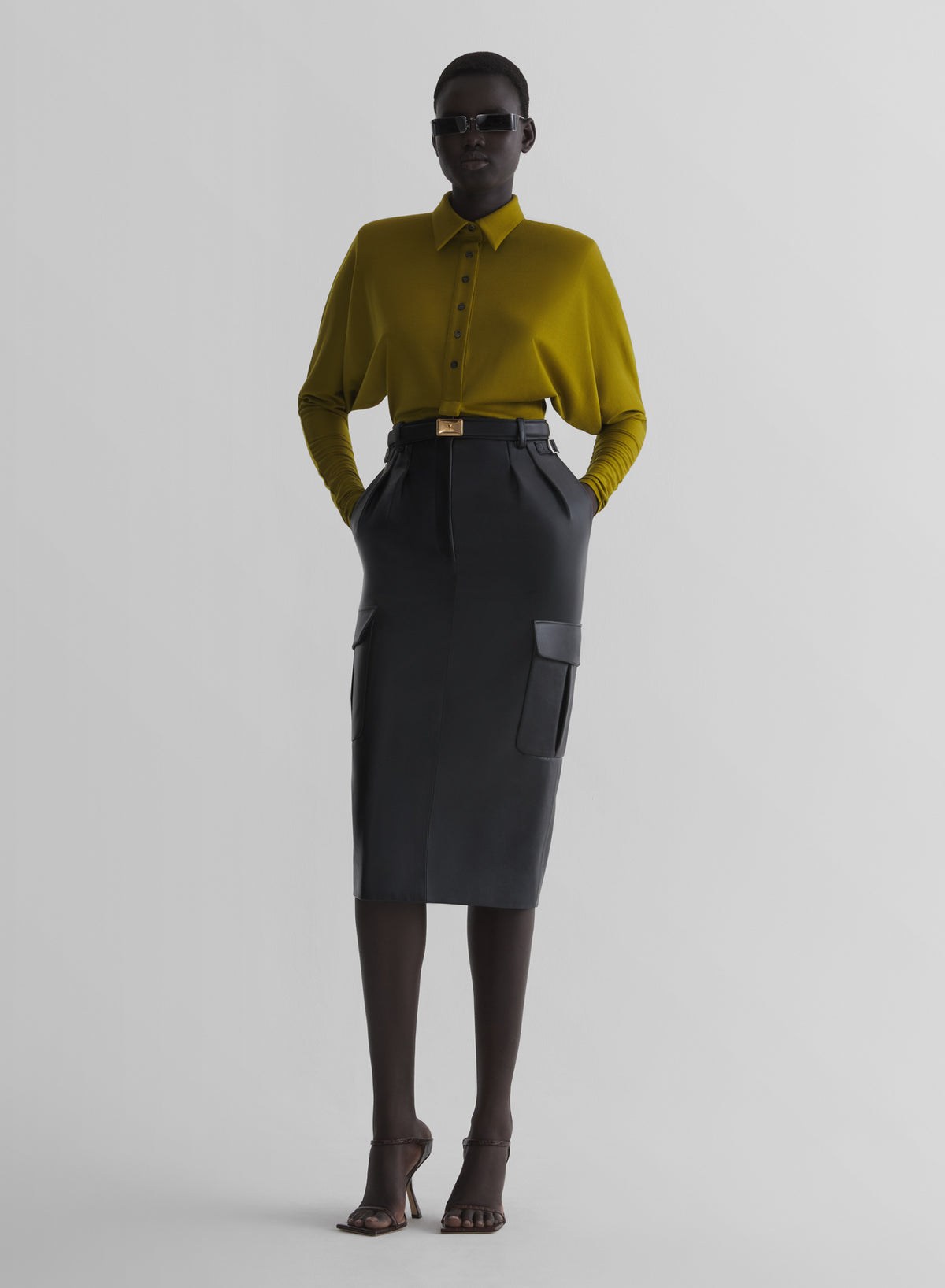 olive green batsleeves polo bodysuit