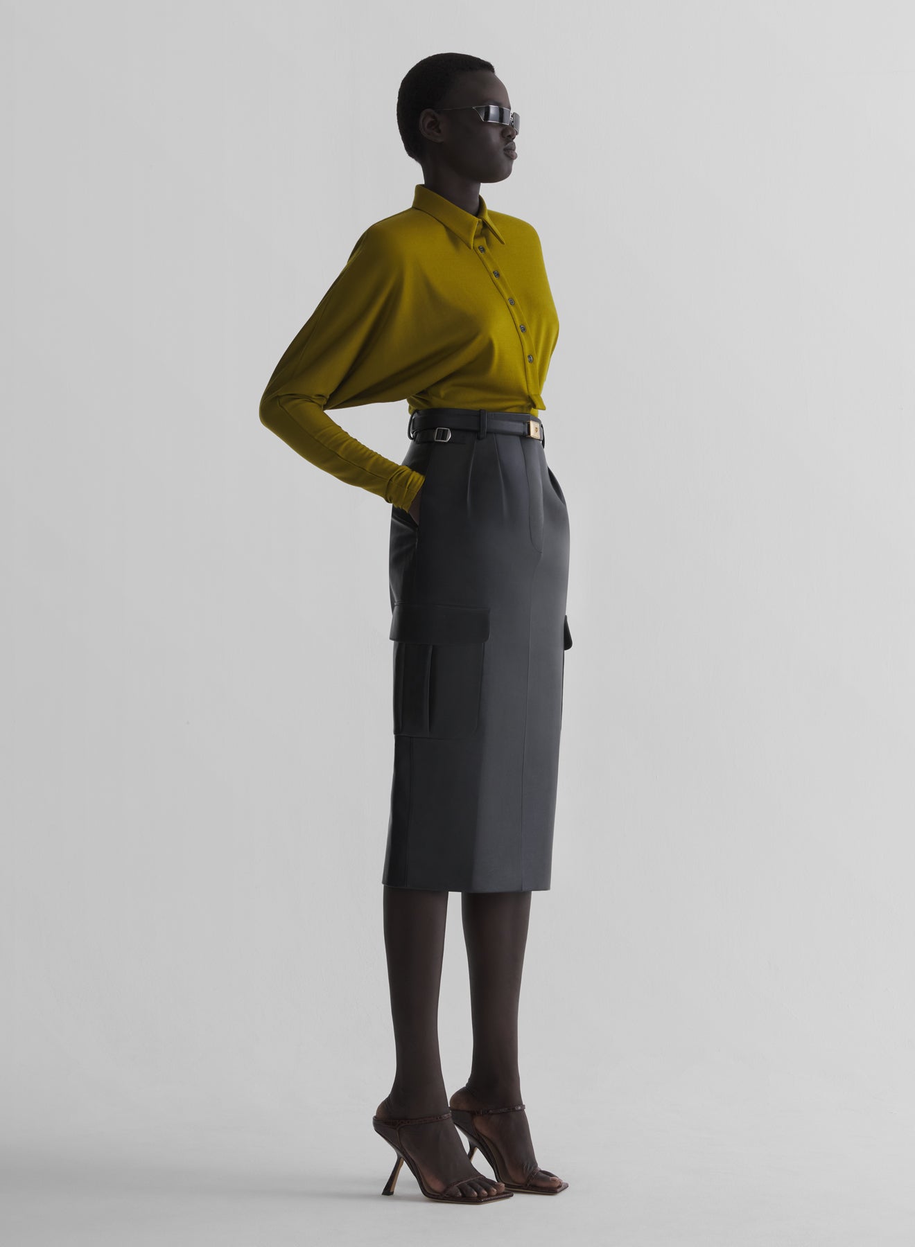 olive green batsleeves polo bodysuit