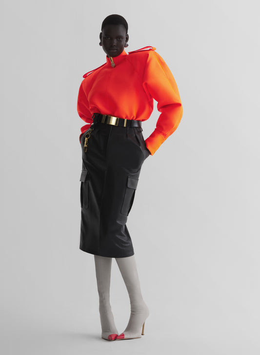 black leather cargo skirt