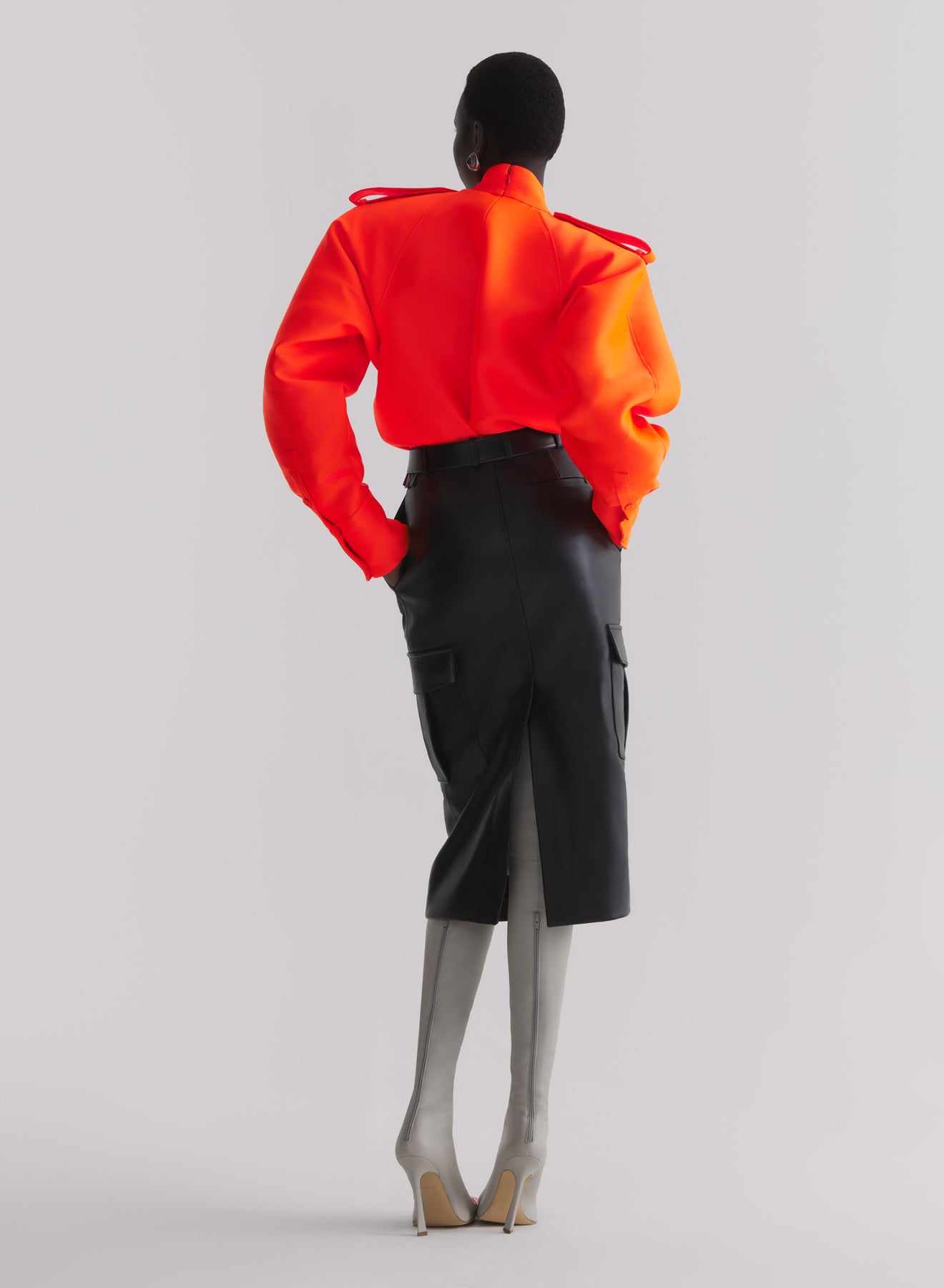 black leather cargo skirt