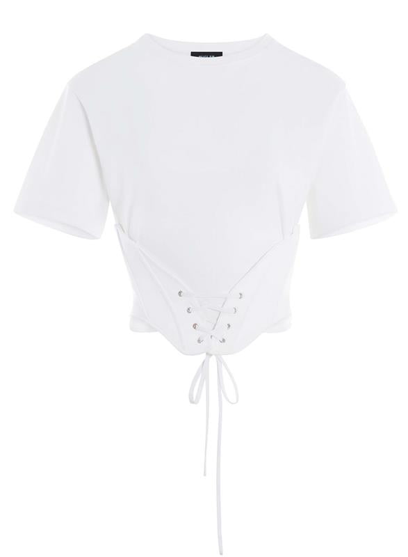 white corseted t-shirt