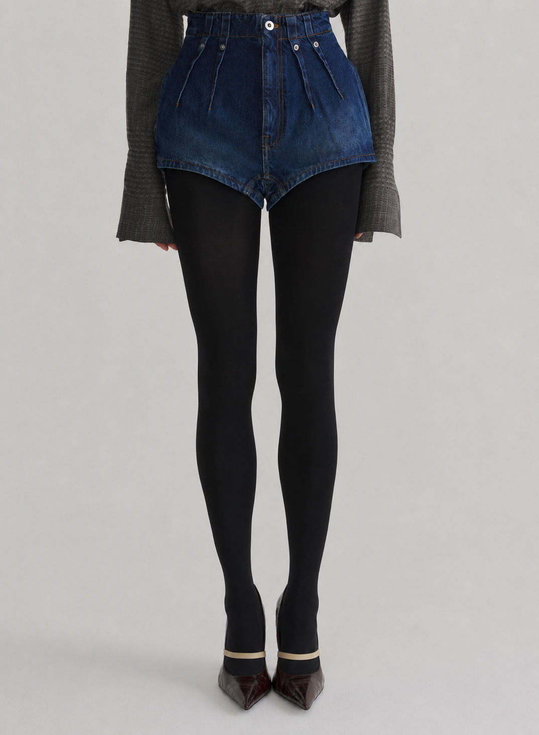 washed denim tailored shorts
