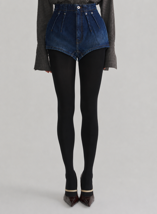 washed denim tailored shorts