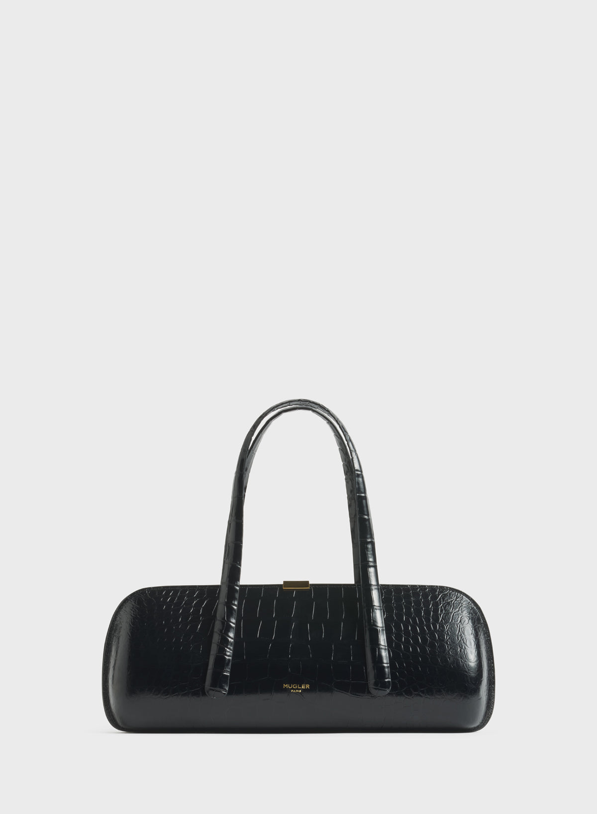 black aurora bag croc embossed leather