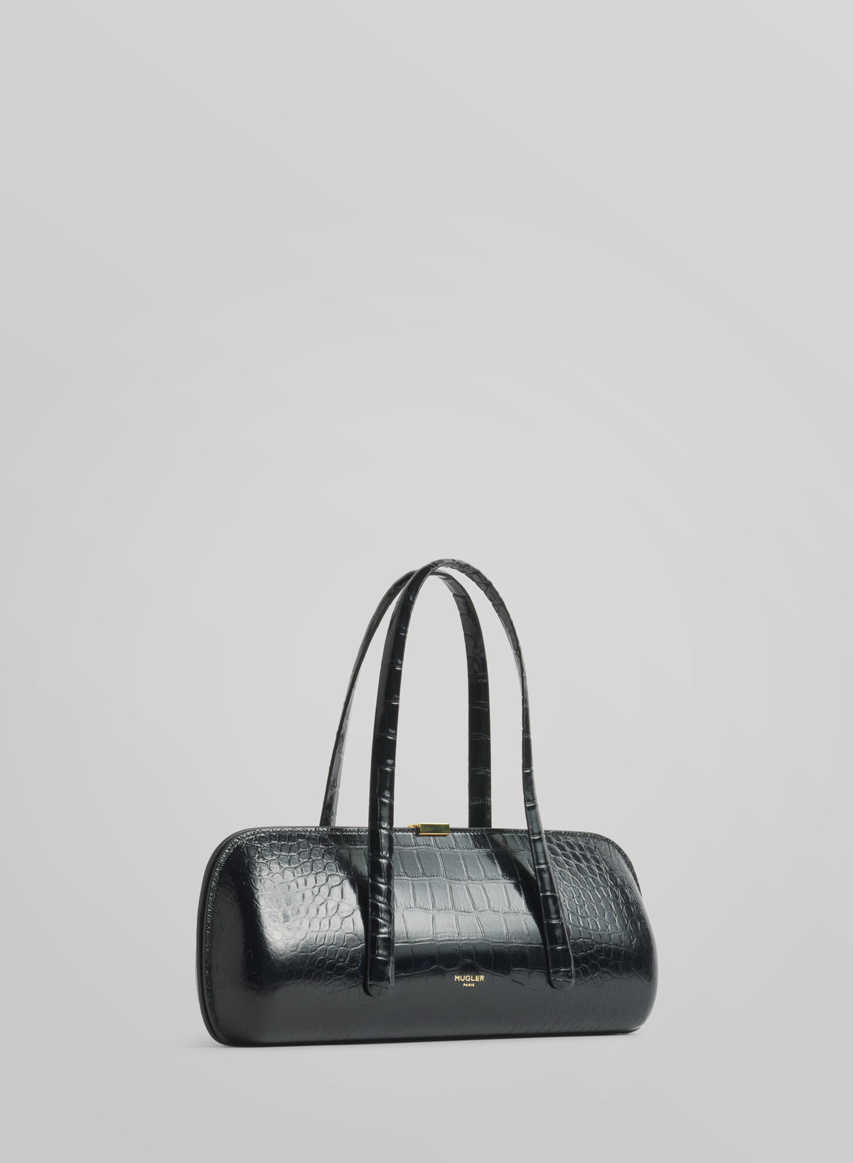 black aurora bag croc embossed leather
