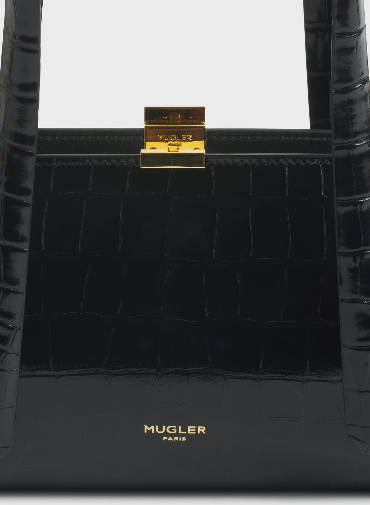 black aurora bag croc embossed leather