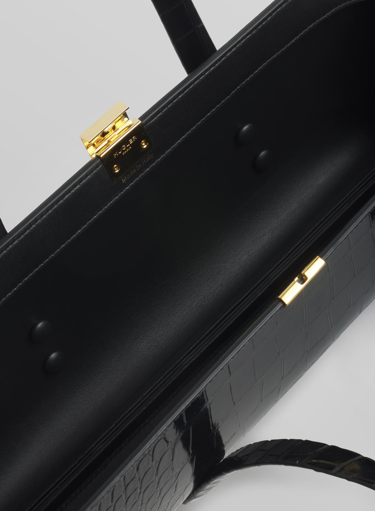 black aurora bag croc embossed leather