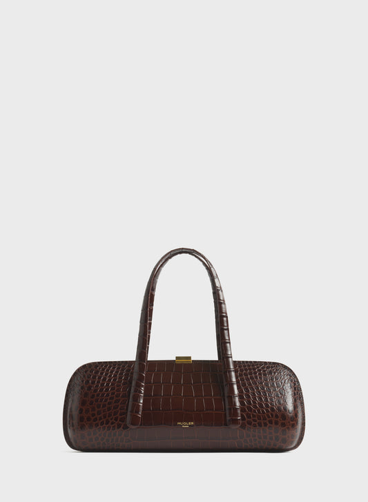brown aurora bag croc embossed leather