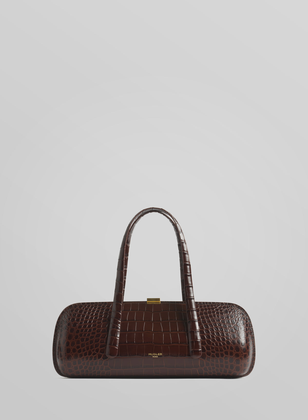 brown aurora bag croc embossed leather
