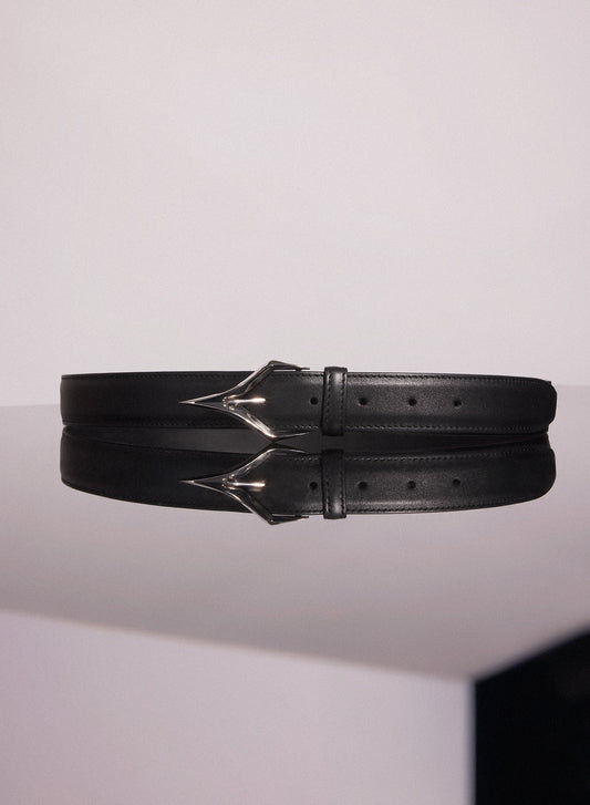 black spiky leather belt