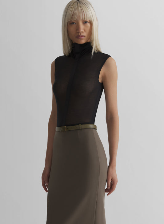 black sleeveless tuxedo bodysuit