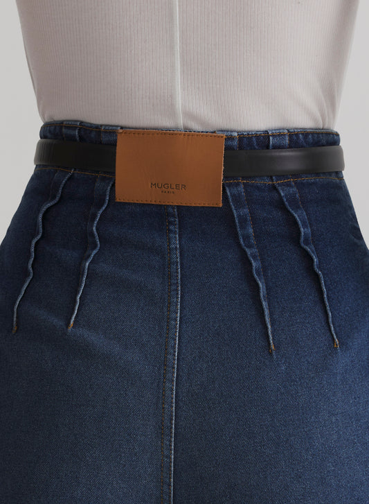 washed denim cigarette stirrup trousers