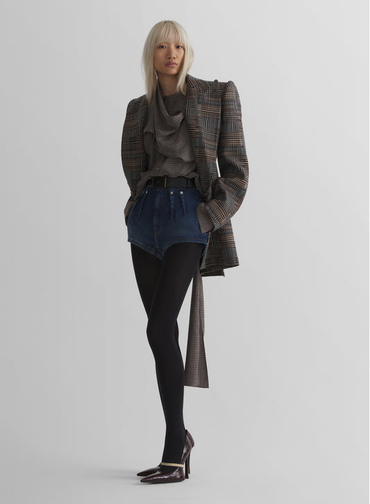 checked twisted double breasted jacket