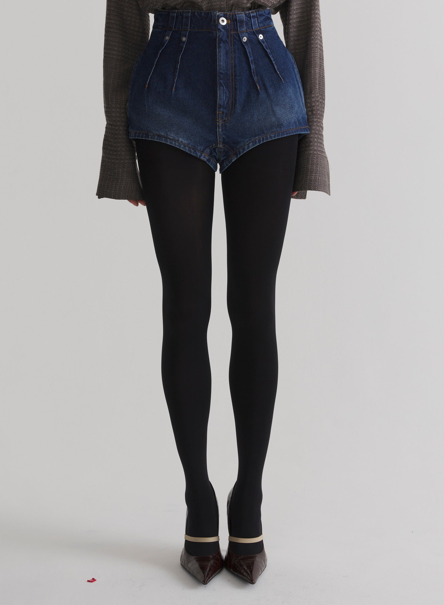 washed denim tailored shorts