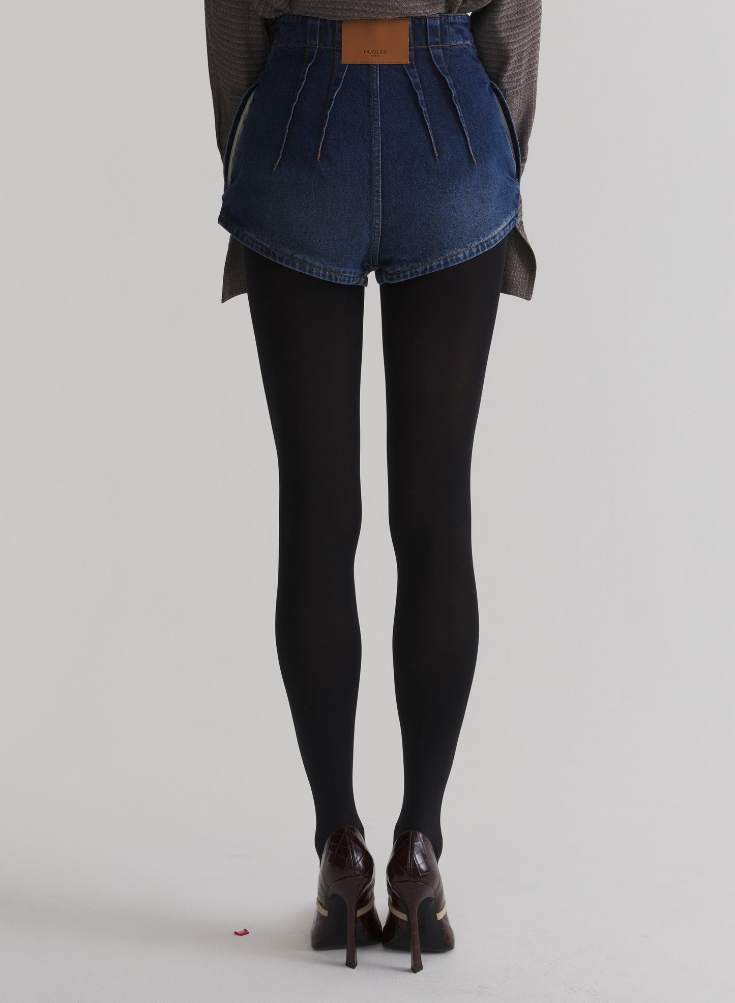 washed denim tailored shorts