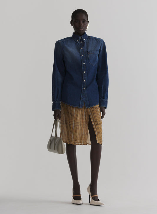 washed denim power shirt