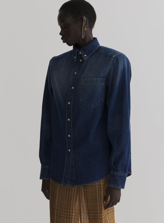washed denim power shirt