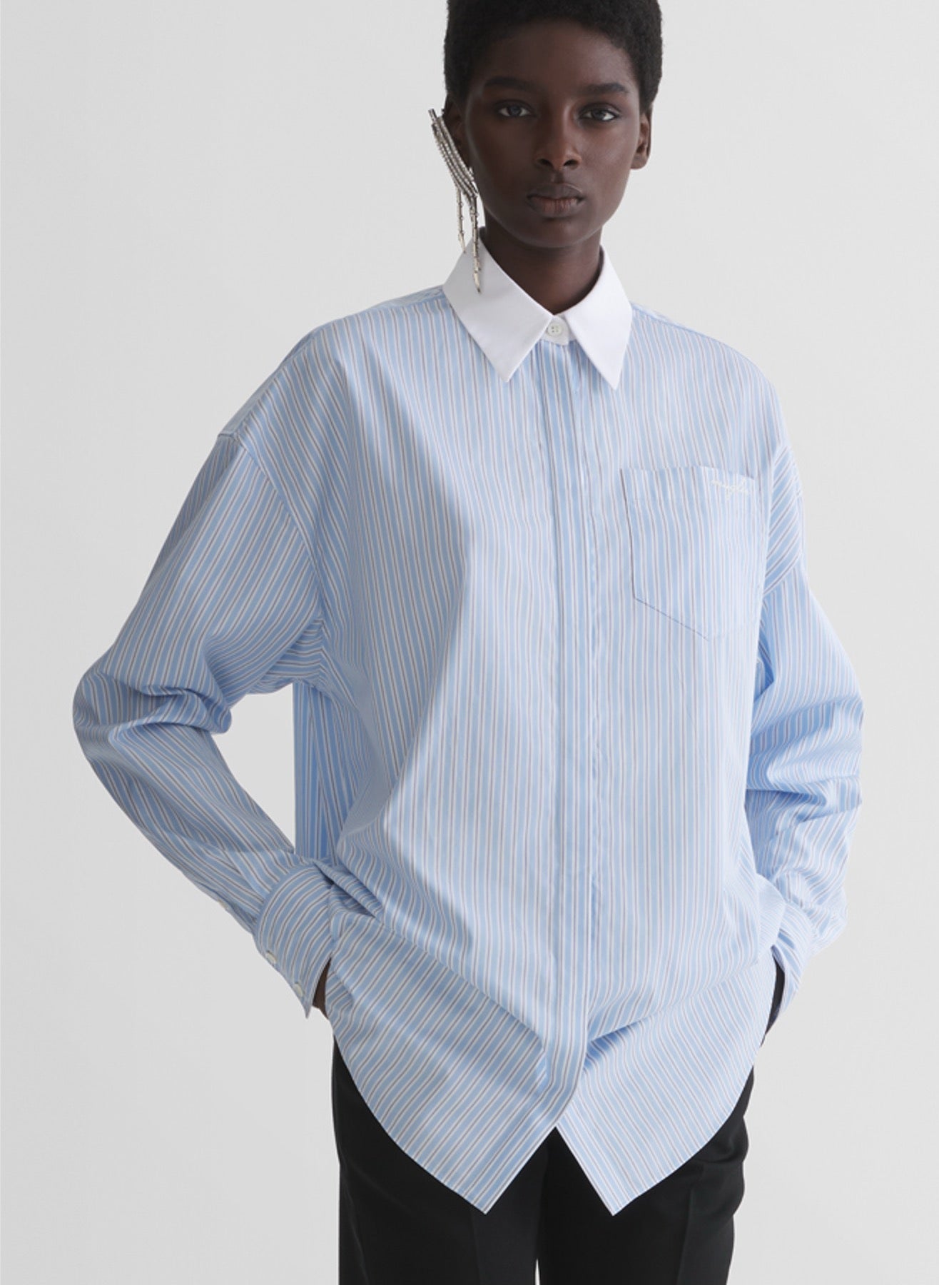 blue masculine shirt