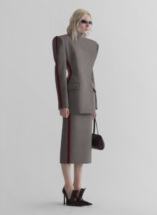 bi-color midi pencil skirt