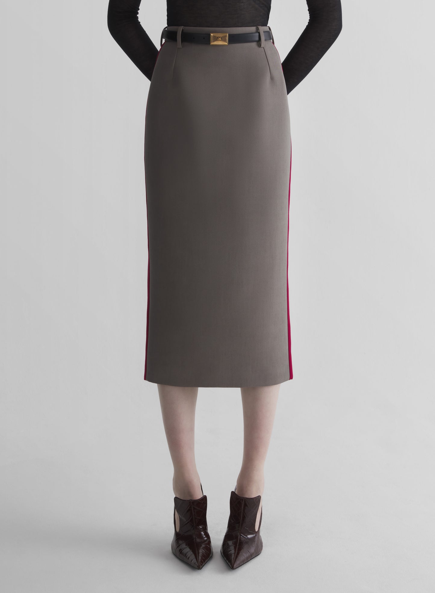 bi-color midi pencil skirt