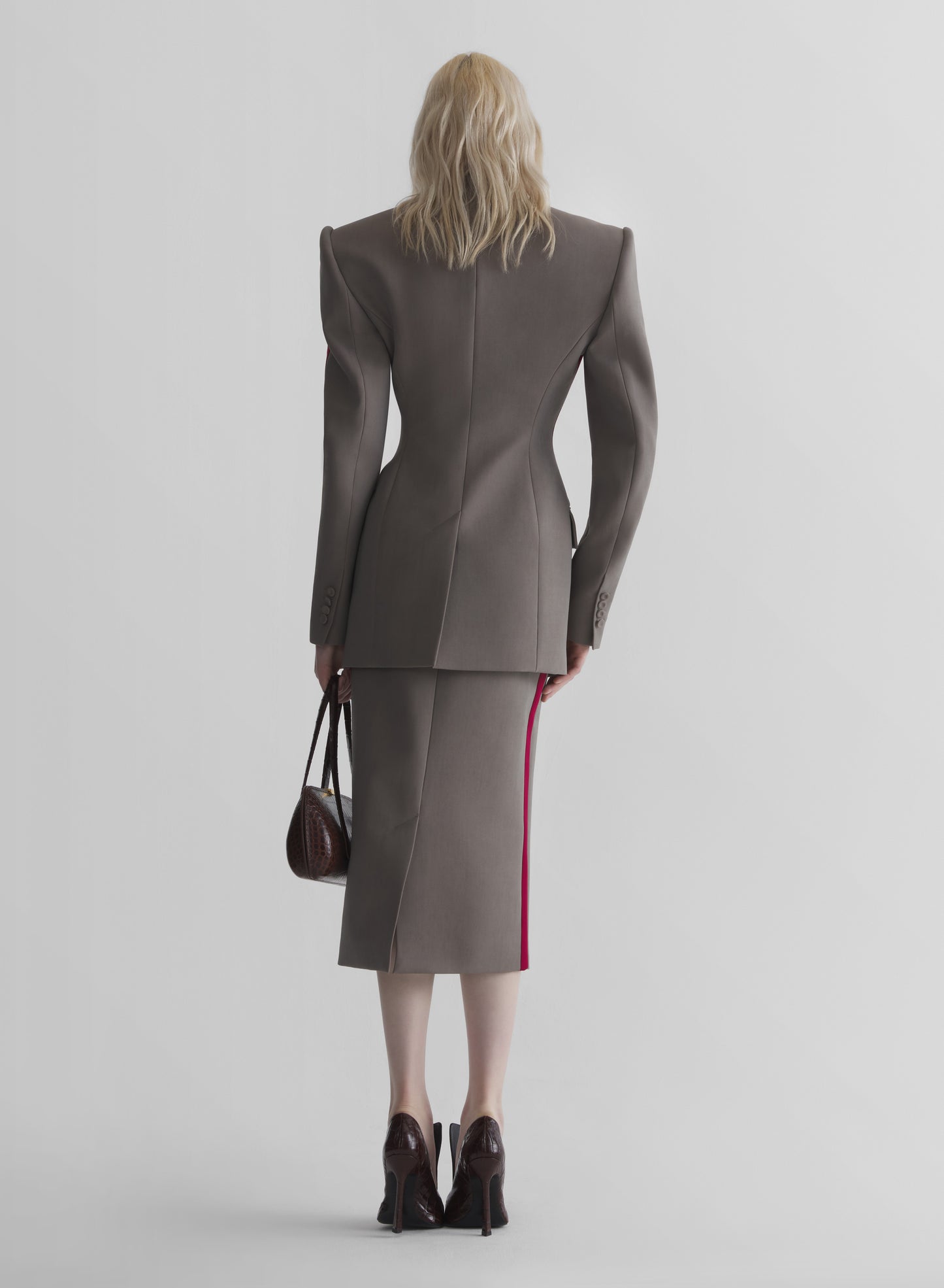 bi-color midi pencil skirt