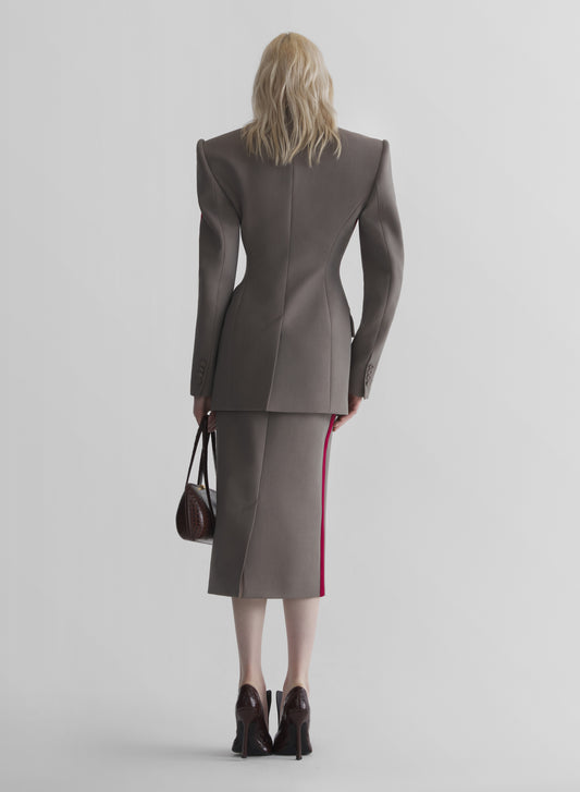 bi-color midi pencil skirt