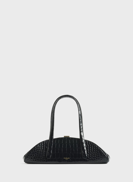black lua bag croc embossed leather